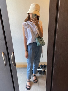 「IENA（イエナ）のアイテム（帽子）」を使った、ありささん（レディース・167cm）の夏コーディネート