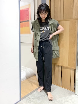 「SHENERY」｜「アイテム（ミリタリージャケット）」を使った、TOKUMURA_161cmさん（レディース・161cm）の夏コーディネート