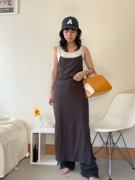 「THE SHINZONE（ザ　シンゾーン）のアイテム（帽子）」を使った、TOKUMURA_161cmさん（レディース・161cm）の夏コーディネート