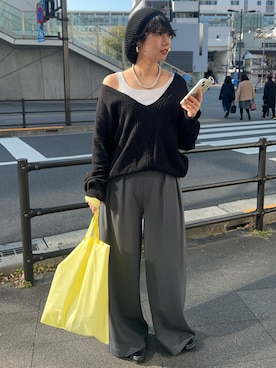 「SHENERY」｜「アイテム（ハンチング/ベレー帽）」を使った、TOKUMURA_161cmさん（レディース・161cm）の冬コーディネート