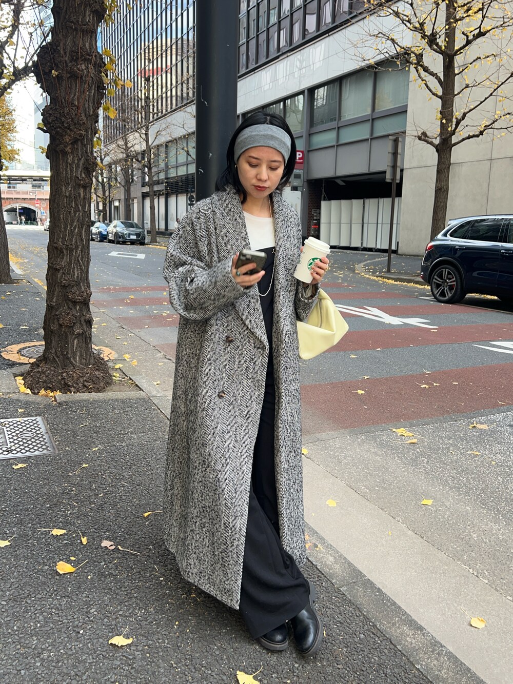 定価86.900円 45R ヘリンボーン フード付きロングコート 定価86.900円 45R ヘリンボーン フード付きロングコート ヘリンボーン