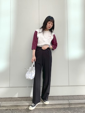 「ラグランTシャツ」｜TOKUMURA_161cmさん（レディース・161cm・20代）の冬コーディネート