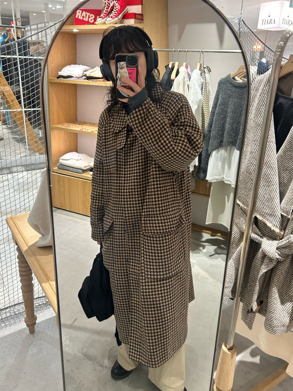 「あったかコーデ、着回しコーデ、ファッションを楽しもう、秋冬コーデ、タートルネック、冬服、オトナカジュアル、SHENERY」｜「SHENERYのビーバーダブルフェイスステンカラーコート（その他アウター、ブラウン系）」を使った、TOKUMURA_161cmさん（レディース・161cm）の冬コーディネートの1枚目の写真
