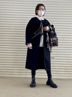 「sakishimatokyo（サキシマトーキョー）のアイテム（ノーカラーコート）」を使った、  Nです。 さん（レディース・158cm）の冬コーディネート