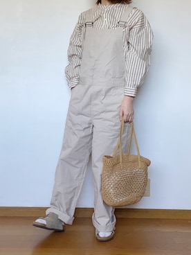 「ニコアンド」｜「アイテム（サロペット/オーバーオール）」を使った、あか＊さん（レディース・161cm）の春コーディネート