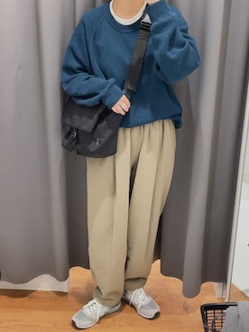 「スウェットギャザーパンツ」｜yuriさん（レディース・160cm）の冬コーディネート