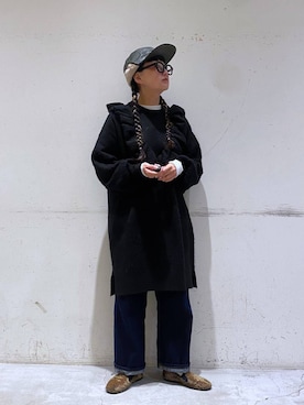 「アイテム（チュニック）」を使った、K2aさん（レディース・161cm）の冬コーディネート