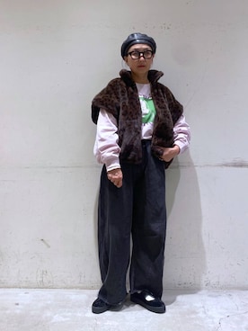 「アイテム（ハンチング/ベレー帽）」を使った、K2aさん（レディース・161cm）の秋コーディネート