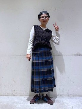 「アイテム（ハンチング/ベレー帽）」を使った、K2aさん（レディース・161cm）の秋コーディネート