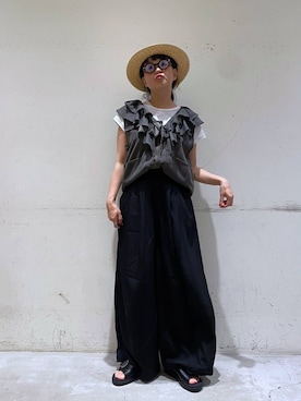 「アイテム（ベスト）」を使った、K2aさん（レディース・161cm・50代）の夏コーディネート