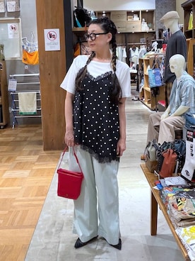 「niko and...（ニコアンド）の三つ編み お財布 ショルダーバッグ（ショルダーバッグ、ブラック系）」を使った、K2aさん（レディース・161cm）の夏コーディネート