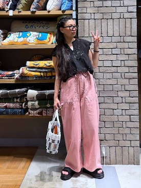 「niko and...（ニコアンド）のスーピマ2WAYタンクトップ（タンクトップ、ホワイト系）」を使った、K2aさん（レディース・161cm）の夏コーディネート