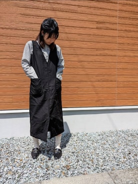 「Samansa Mos2 blue（サマンサモスモスブルー）のアイテム（ジャンパースカート）」を使った、まるちゃさん（レディース・165cm）の春コーディネート