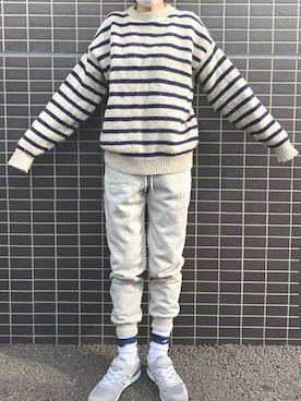 「ボーダーニット」｜「アイテム（レッグウェア）」を使った、anna.さん（レディース・161cm）の春コーディネート