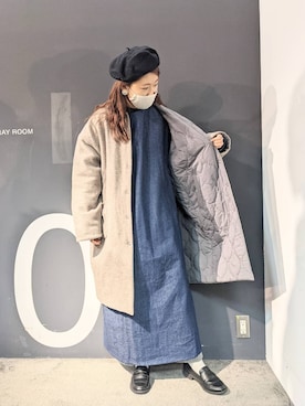 「アニエスベー」｜「アイテム（ハンチング/ベレー帽）」を使った、masumoさん（レディース・155cm）の冬コーディネート