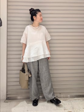 「アイテム（ローファー）」を使った、masumoさん（レディース・155cm）の夏コーディネート