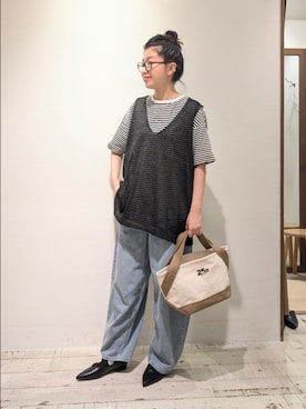 「アイテム（トートバッグ）」を使った、masumoさん（骨格ウェーブ・レディース・155cm）の夏コーディネート