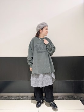 「スエット」｜「アイテム（ローファー）」を使った、masumoさん（レディース・155cm）の秋コーディネート