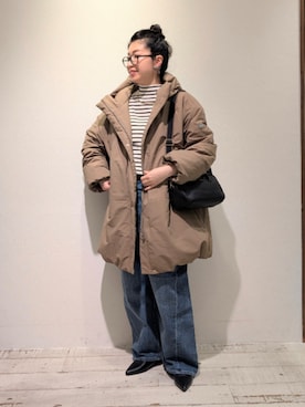 「アイテム（ダウンジャケット/コート）」を使った、masumoさん（レディース・155cm）の秋コーディネート