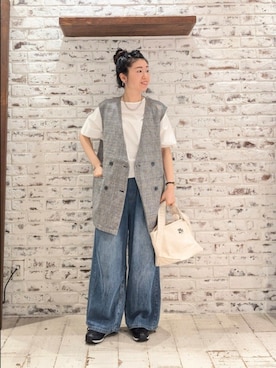 「アイテム（ベスト）」を使った、masumoさん（レディース・155cm）の夏コーディネート