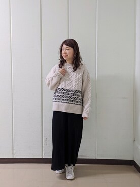 「ニットコーデ」｜「NIKE（ナイキ）のアイテム」を使った、masumoさん（レディース・155cm）の冬コーディネート