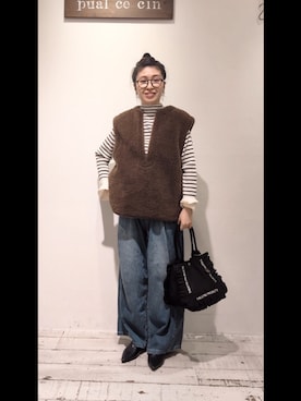 「アイテム（ベスト）」を使った、masumoさん（レディース・155cm）の秋コーディネート