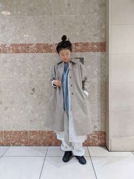 「PUAL CE CIN（ピュアルセシン）のアイテム（ステンカラーコート）」を使った、masumoさん（レディース・155cm）の春コーディネート