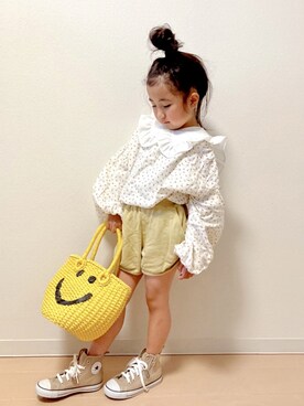 「アイテム（付け襟、ホワイト系）」を使った、Neneneさん（キッズ・110cm）の夏コーディネート