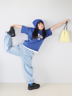 「CITEN（シテン）の＜CITEN＞パデッド キンチャク ショルダー（ショルダーバッグ、ベージュ系）」を使った、Neneneさん（キッズ・140cm）の春コーディネート