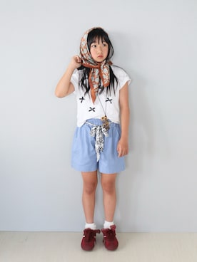 「アイテム（バンダナ/スカーフ）」を使った、Neneneさん（キッズ・132cm・10代）の夏コーディネート