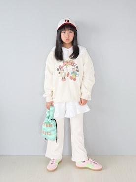 「Heather（ヘザー）のアイテム（帽子）」を使った、Neneneさん（キッズ・137cm）の春コーディネート