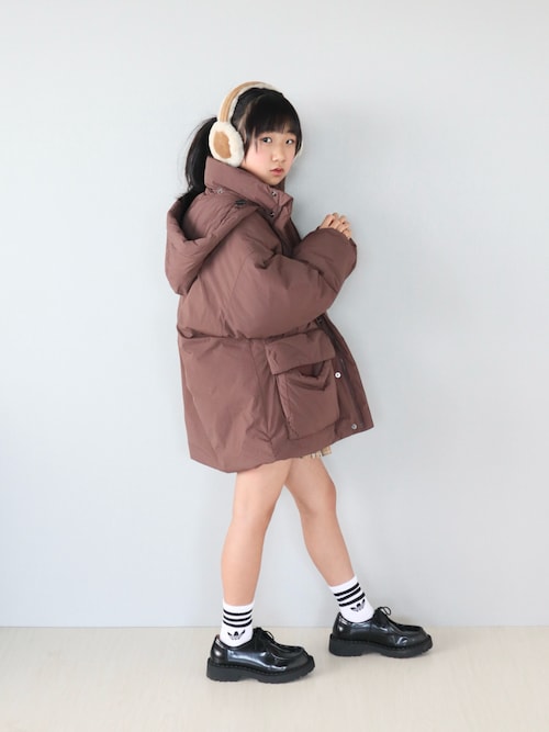 「LOWRYS FARM(ローリーズファーム)のエアサーマルフードブルゾン 494500(ダウンジャケット/コート)」を使った、Neneneさん(キッズ・137cm)の冬コーディネート