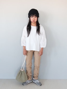 「アイテム（帽子）」を使った、Neneneさん（キッズ・132cm）の秋コーディネート