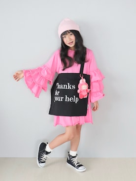 「monmimi（モンミミ）のアイテム」を使った、Neneneさん（キッズ・137cm）の冬コーディネート