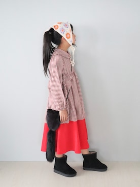 「アイテム（ワンピース/ドレス）」を使った、Neneneさん（キッズ・135cm）の秋コーディネート