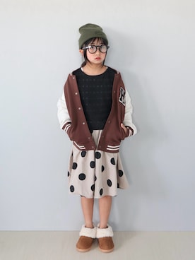 「アイテム（ファッション雑貨）」を使った、Neneneさん（キッズ・133cm）の秋コーディネート