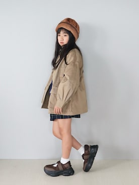 「アイテム（スカート）」を使った、Neneneさん（キッズ・133cm）の秋コーディネート
