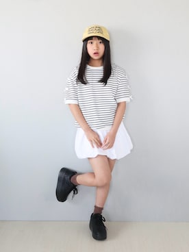 「ミニスカート」｜Neneneさん（キッズ・140cm）の春コーディネート