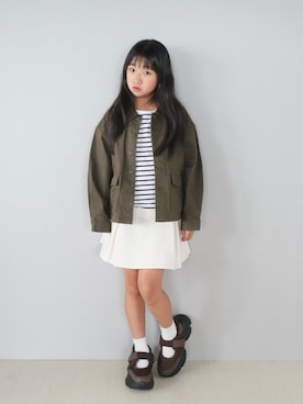 「アイテム（スカート）」を使った、Neneneさん（キッズ・133cm）の秋コーディネート