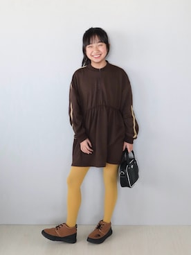 「アイテム（ワンピース）」を使った、Neneneさん（キッズ・135cm）の冬コーディネート