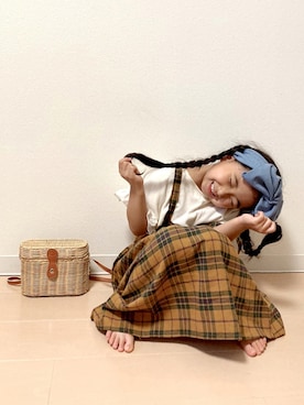 「pairmanon（ペアマノン）のアイテム（ジャンパースカート）」を使った、Neneneさん（キッズ・110cm）の夏コーディネート