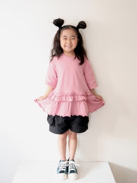 「NHT（エヌエイチティー）のアイテム」を使った、Neneneさん（キッズ・110cm）の夏コーディネート