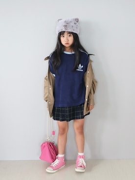 「アイテム（帽子）」を使った、Neneneさん（キッズ・133cm）の秋コーディネート
