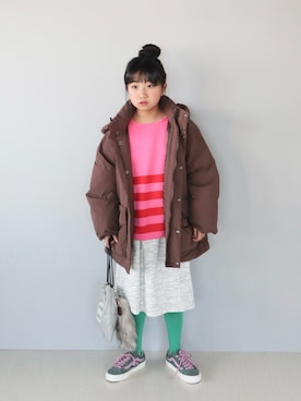 「アイテム（スカート）」を使った、Neneneさん（キッズ・135cm）の冬コーディネート