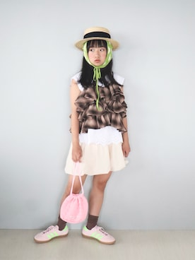「GU（ジーユー）のアイテム」を使った、Neneneさん（キッズ・140cm）の夏コーディネート