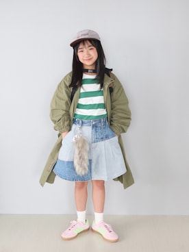 「adidas（アディダス）のハンブルク / HAMBURG / アディダスオリジナルス adidas Originals（スニーカー、ピンク系）」を使った、Neneneさん（キッズ・140cm）の春コーディネート