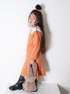 「アイテム（付け襟）」を使った、Neneneさん（キッズ・110cm）の冬コーディネート