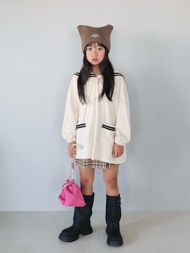 「アイテム（ニットキャップ/ビーニー）」を使った、Neneneさん（キッズ・133cm）の秋コーディネート