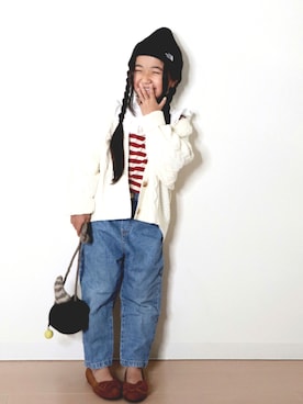「アイテム（付け襟）」を使った、Neneneさん（キッズ・110cm）の秋コーディネート