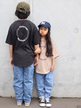 「ZOZOKIDSDAY」｜「アイテム（キャップ）」を使った、Neneneさん（キッズ・110cm）の春コーディネート